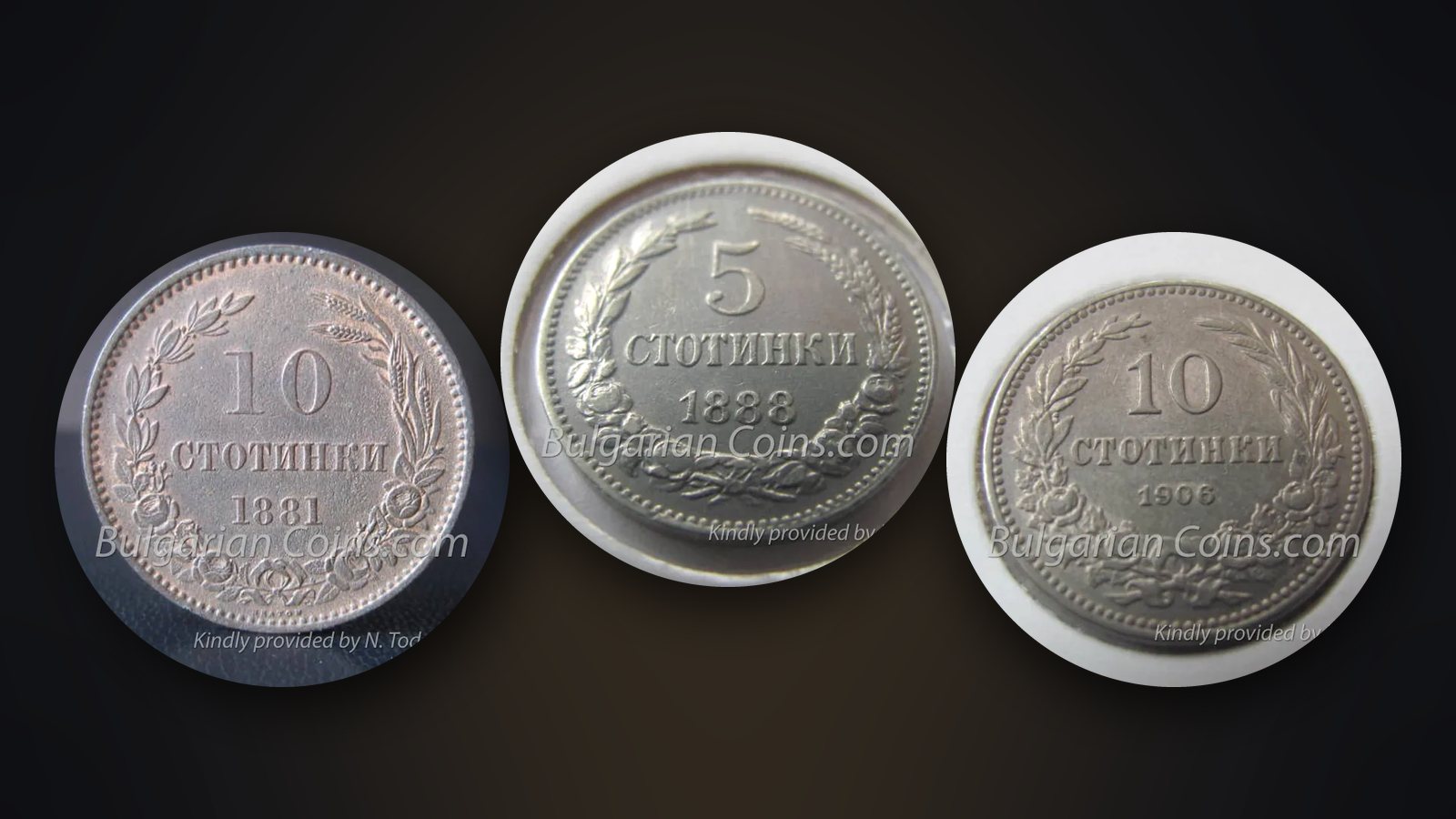 Stotinki von 1881, 1888 und 1906 – Kupfer- und Nickelmünzen des Fürstentums Bulgarien