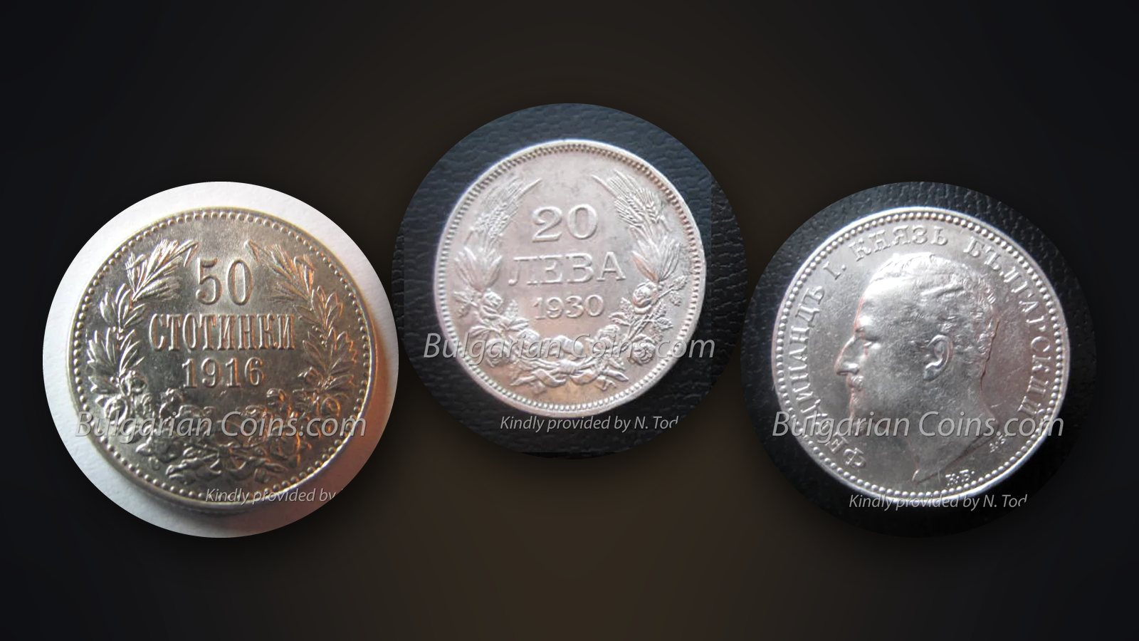 Coins 50 stotinki 1916, 20 leva 1930 and 1 lev 1891 – common coins with many listings on online auctions