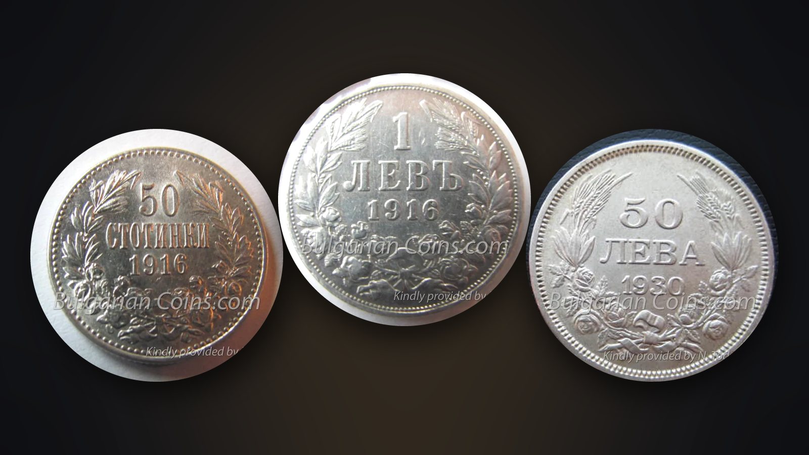 Münzen aus den Kriegsjahren – 50 Stotinki 1916, 1 Lew 1916 und 50 Lewa 1930
