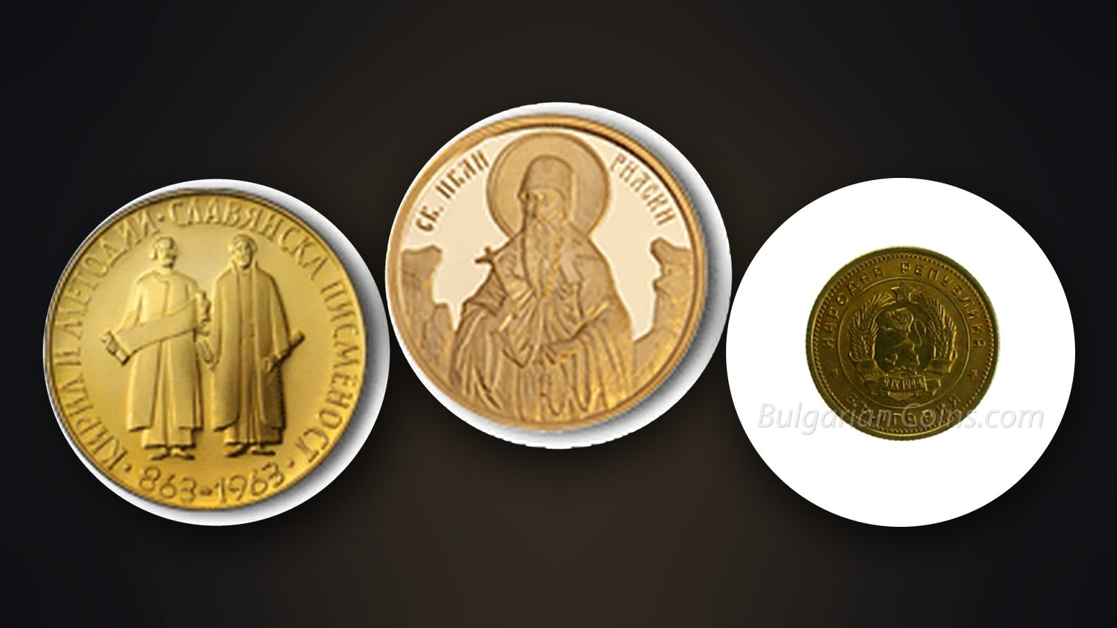 Coins struck at the Bulgarian Mint – “1100 Years of Slavonic Writing” 1965, “St Ivan of Rila” 2026 and 2 stotinki 1962