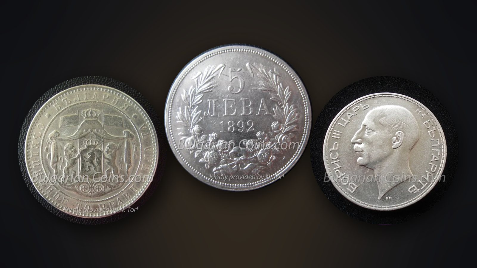 Silver coins with natural patina – 5 leva 1884, 5 leva 1892 and 100 leva 1937