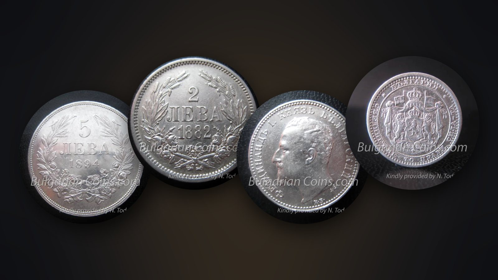 Silver coins of the Principality of Bulgaria – 5 leva 1894, 2 leva 1882, 1 lev 1891 and 50 stotinki 1883