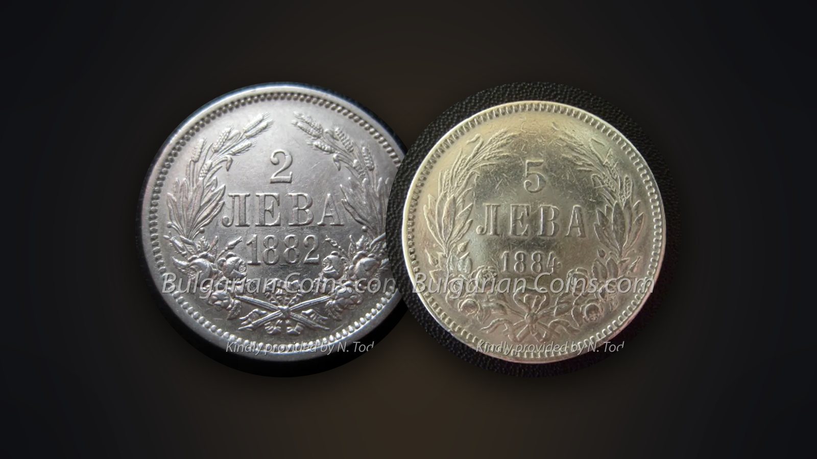 Vorder- und Rückseite der Münzen 2 Lewa 1882 und 5 Lewa 1884 – Grundbegriffe aus dem numismatischen Glossar