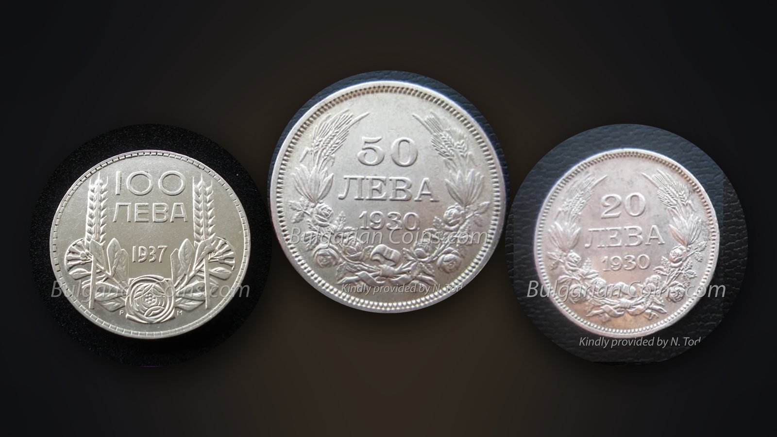 Silver coins of the Kingdom of Bulgaria – 100 leva 1937, 50 leva 1930 and 20 leva 1930