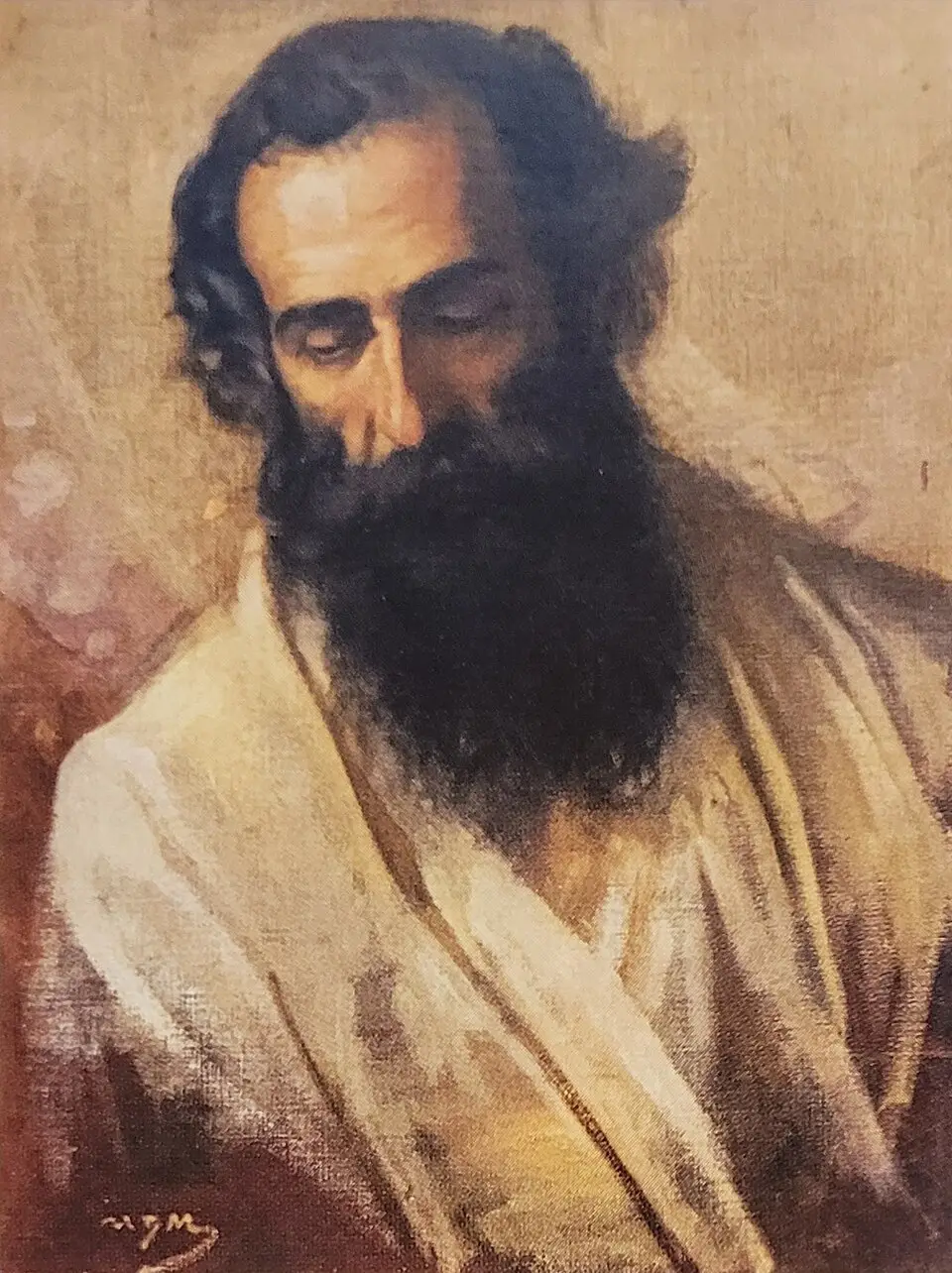 Illustration for the 100 Years Since the Birth of Vladimir Dimitrov, the Master coin – Ivan Mrkvička, portrait of the young Vladimir Dimitrov, the Master, about 1909