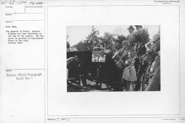 Kaiser Wilhelm II and Tsar Ferdinand in Sofia, 1917