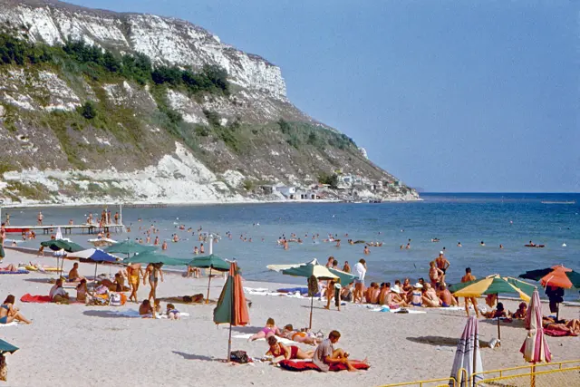 The beach and cliffs at Kavarna, 1972